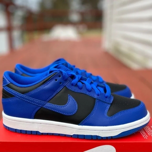 NEW Nike Dunk Low Retro Sneakers GS In Hyper Cobalt/Black - Picture 1 of 5